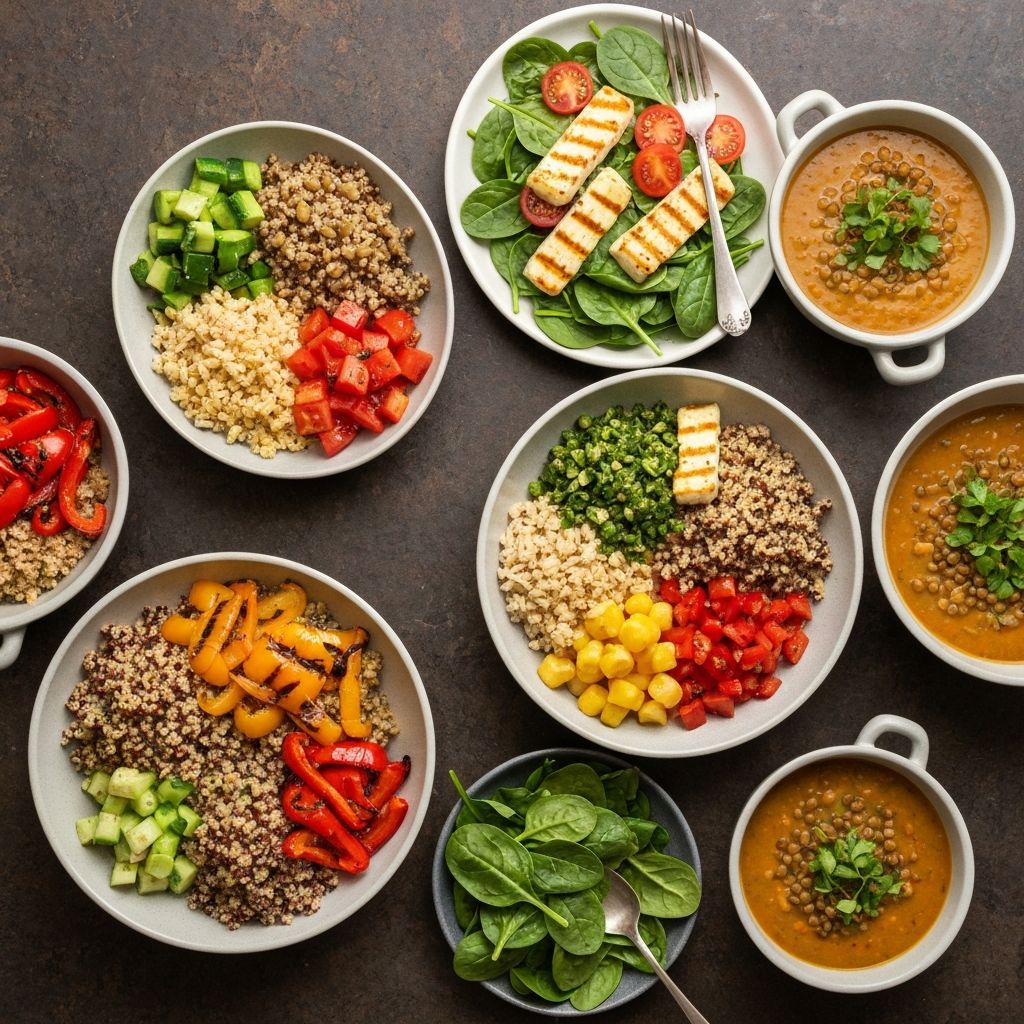 Variety of plant-based meals and ingredients